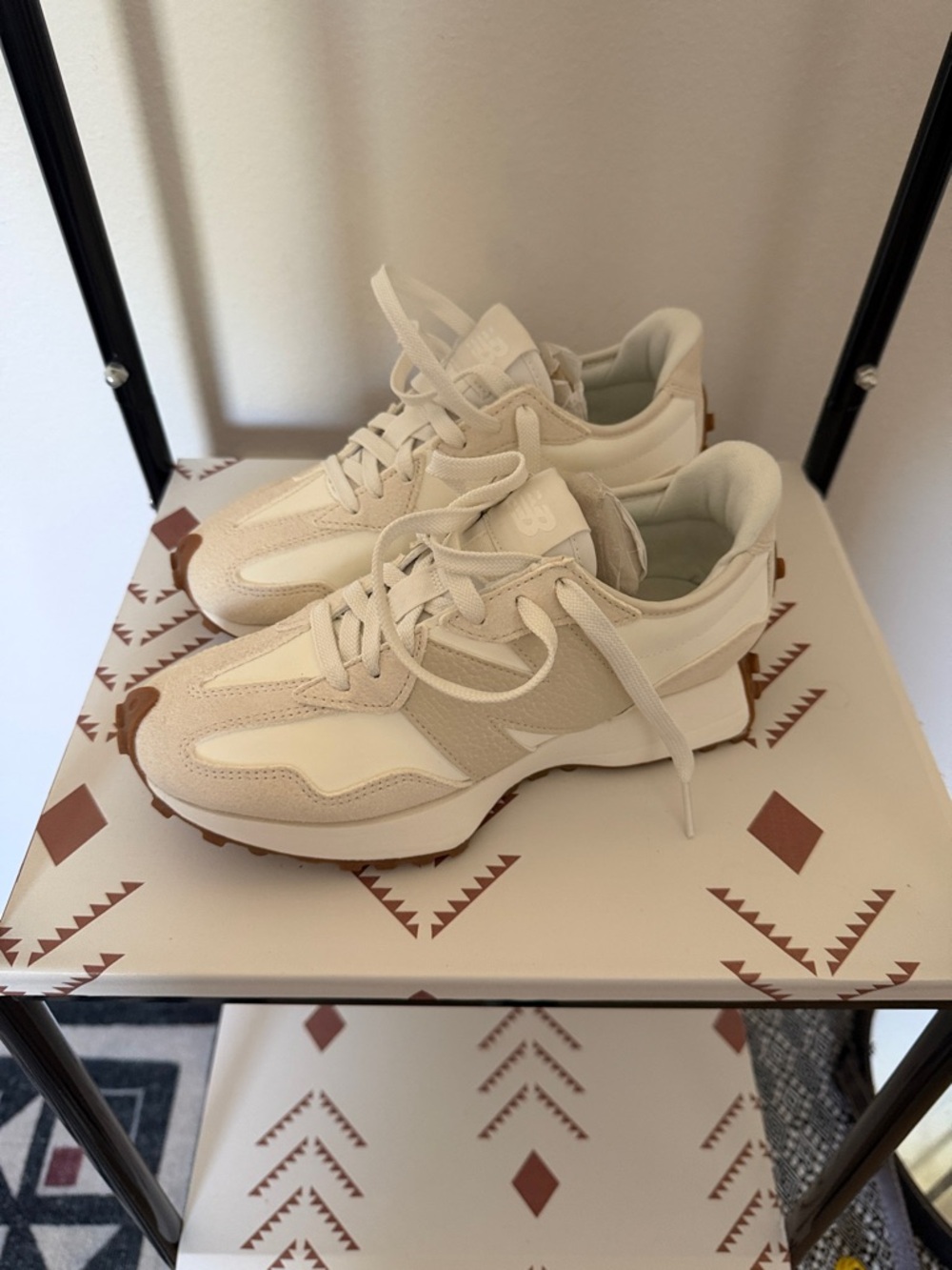 New Balance Cream & White Casual Runner Sneakers